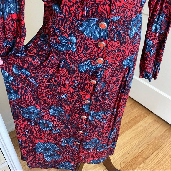 Vintage 80s Floral Button Front address 16W - Picture 12 of 13